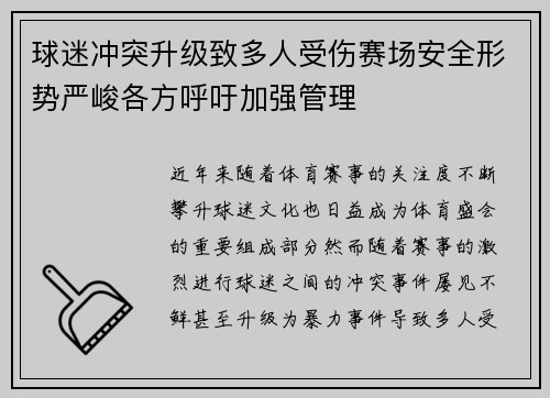 球迷冲突升级致多人受伤赛场安全形势严峻各方呼吁加强管理